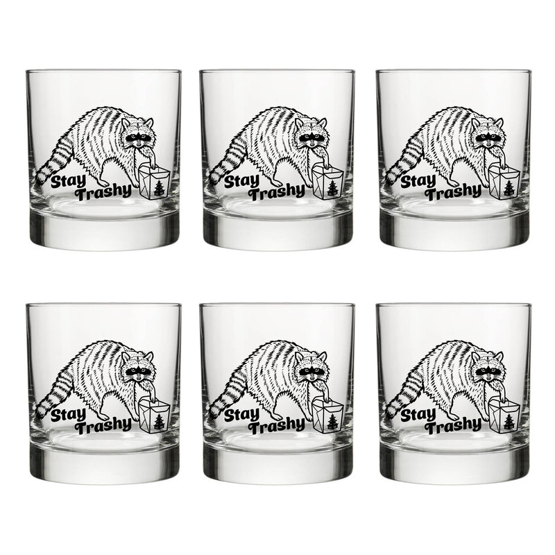 Rocks Glasses | Raccoon Glass | Funny Glasses | Stay Trashy