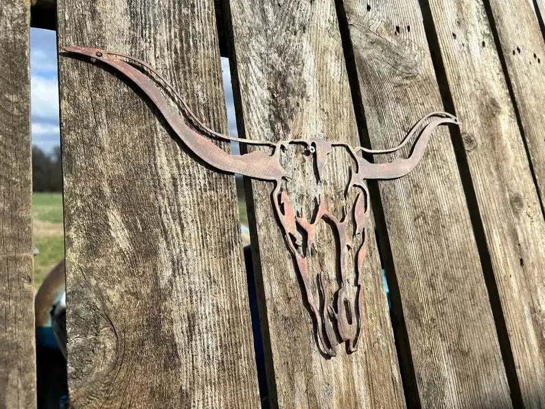 Bull Skull Metal Sign, Western Decor, Cattle Metal Signs