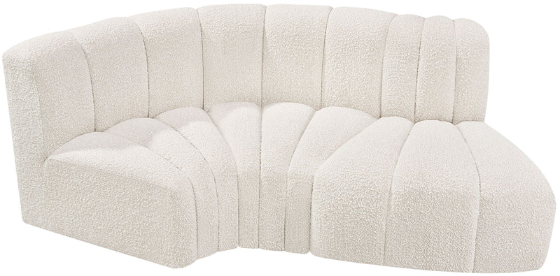 Arc - Boucle Fabric 3 Piece Modular L-Shaped Sofa