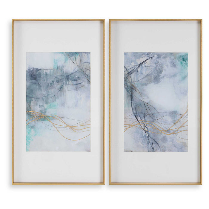 Undulating Oro - Abstract Prints (Set of 2) - Blue