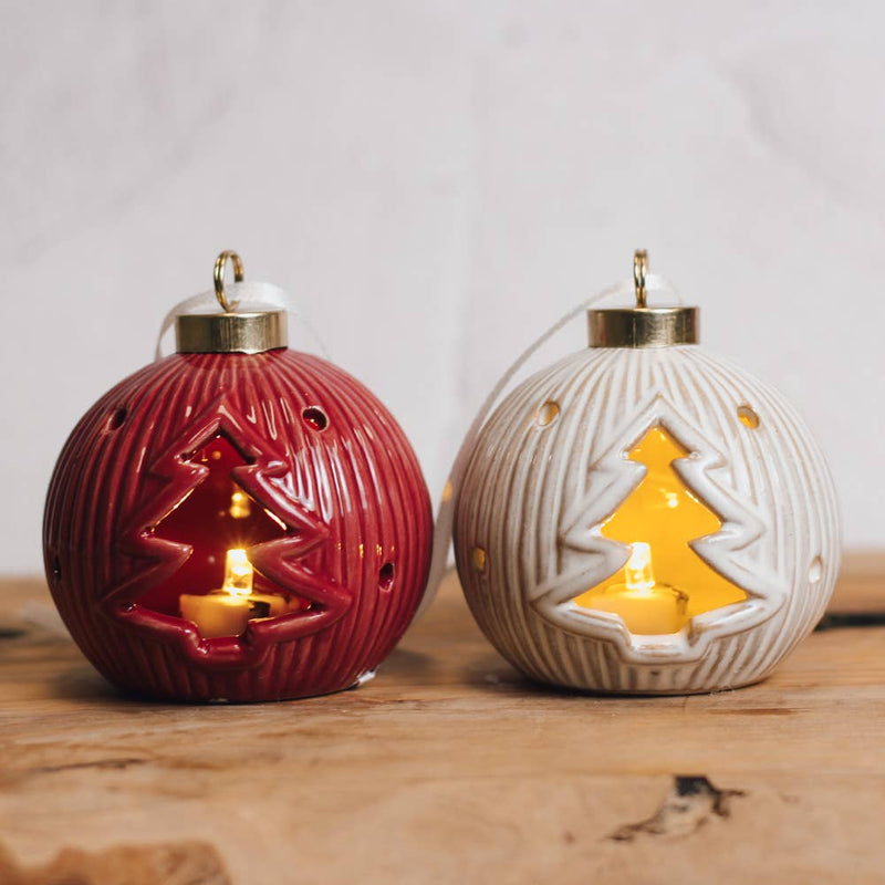 Tree Red Ornament with LED Light — Christmas, Holiday Ornaments