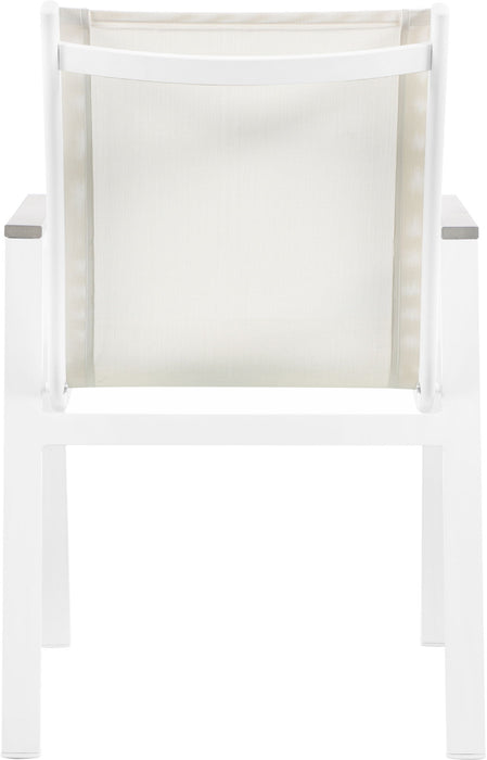 Nizuc - Outdoor Patio Dining Arm Chair With White Frame And Gray Arms (Set of 2)
