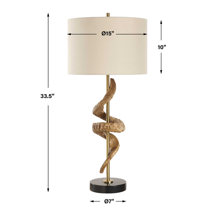 Rams - Horn Table Lamp - Light Brown