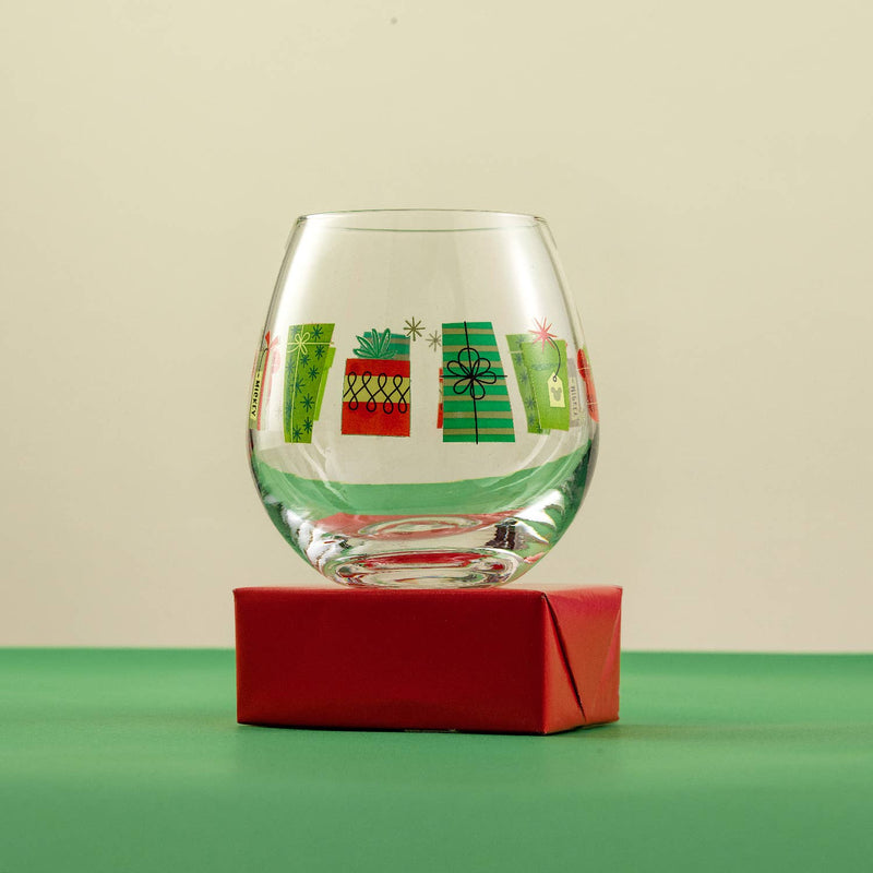 Disney Mickey Mouse Christmas Joy Oh Joy Stemless Wine Glasses | 15 oz | Set of 4