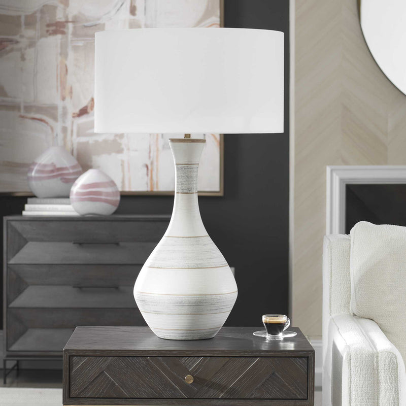 Potter - Table Lamp - Striped Ivory Blue