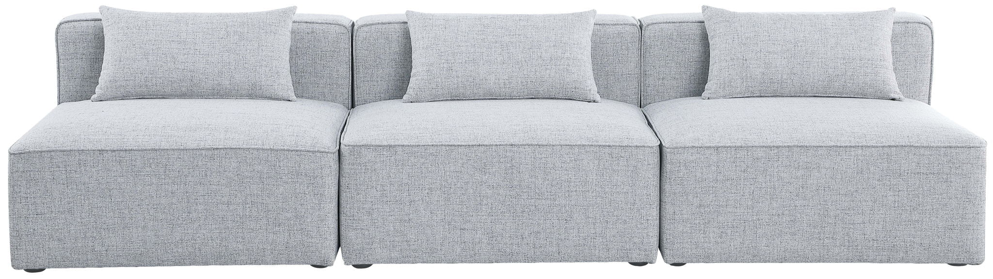 Cube - Linen Modular 3 Seat Armless Sofa