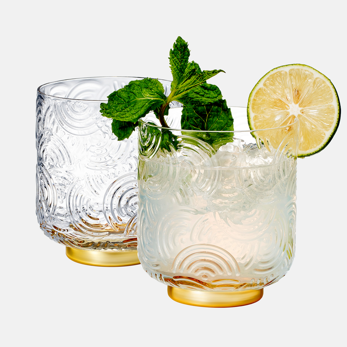 Gatsby Lowball Drinking Glassware | Set of 2 (13 OZ)