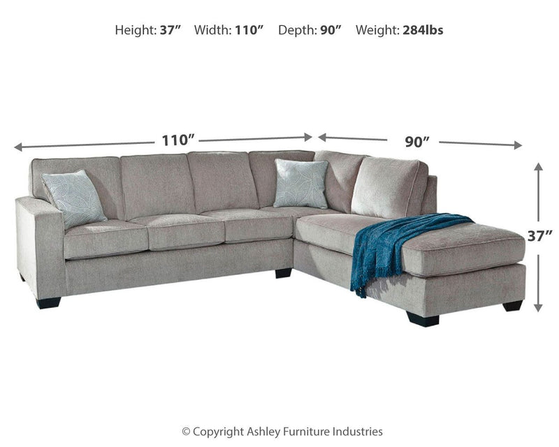 Altari - Right Arm Facing Corner Chaise With Sleeper 2 Pc Sectional - Alloy