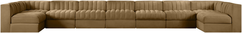 Rummi - Armless Velvet Performance Fabric Upholstered 9 Piece Modular Sectional