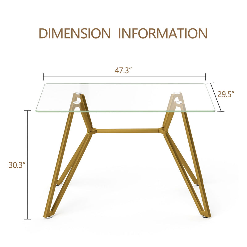 Modern Glass Dining Table With Metal Legs
