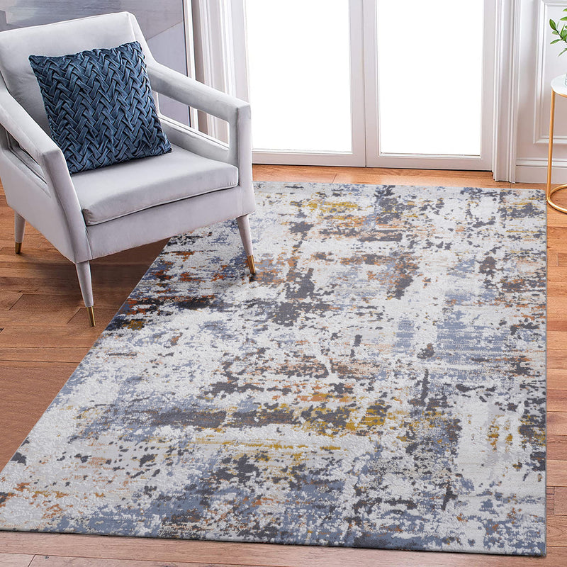 Payas - 6' X 9' Abstract Area Rug - Ivory / Blue