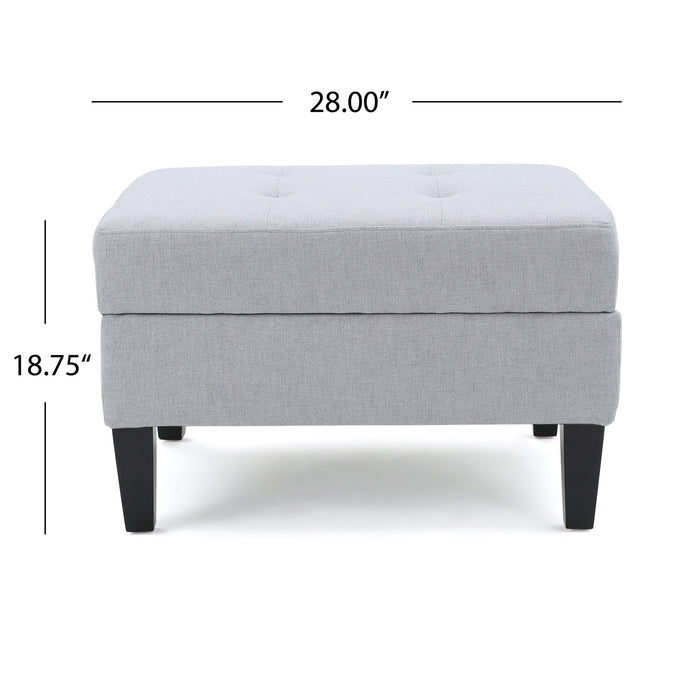 Storage Ottoman With Birch Wood Legs And Cushioned Top For Comfort