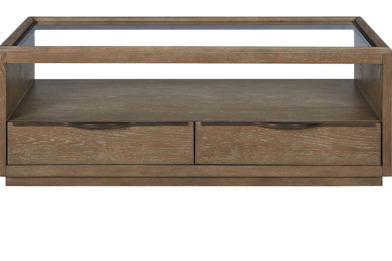 Trilogy - Glass Top Cocktail Table - Cocoa