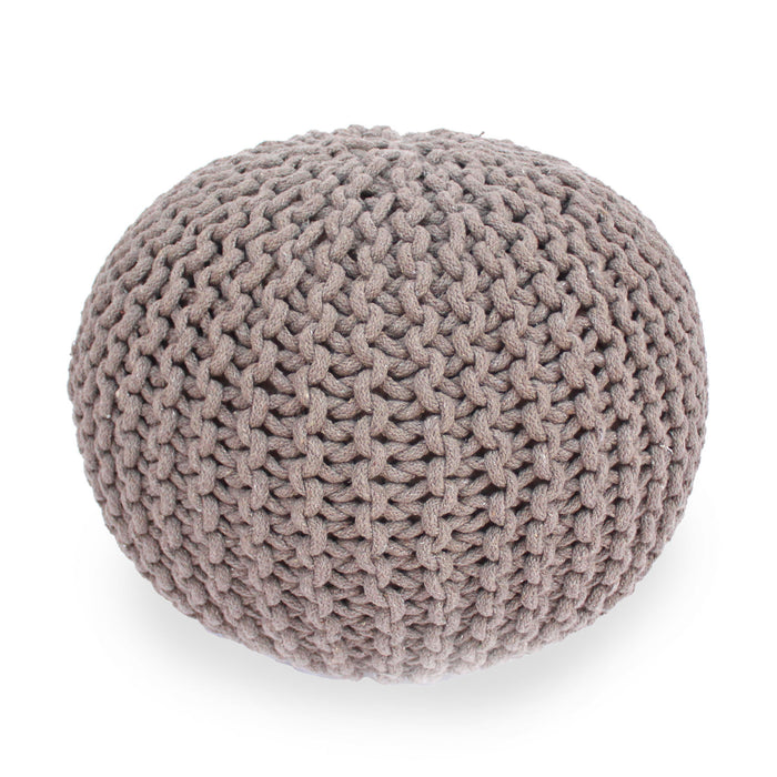 Moro - Knitted Cotton Round Pouf With Pumpkin Shape