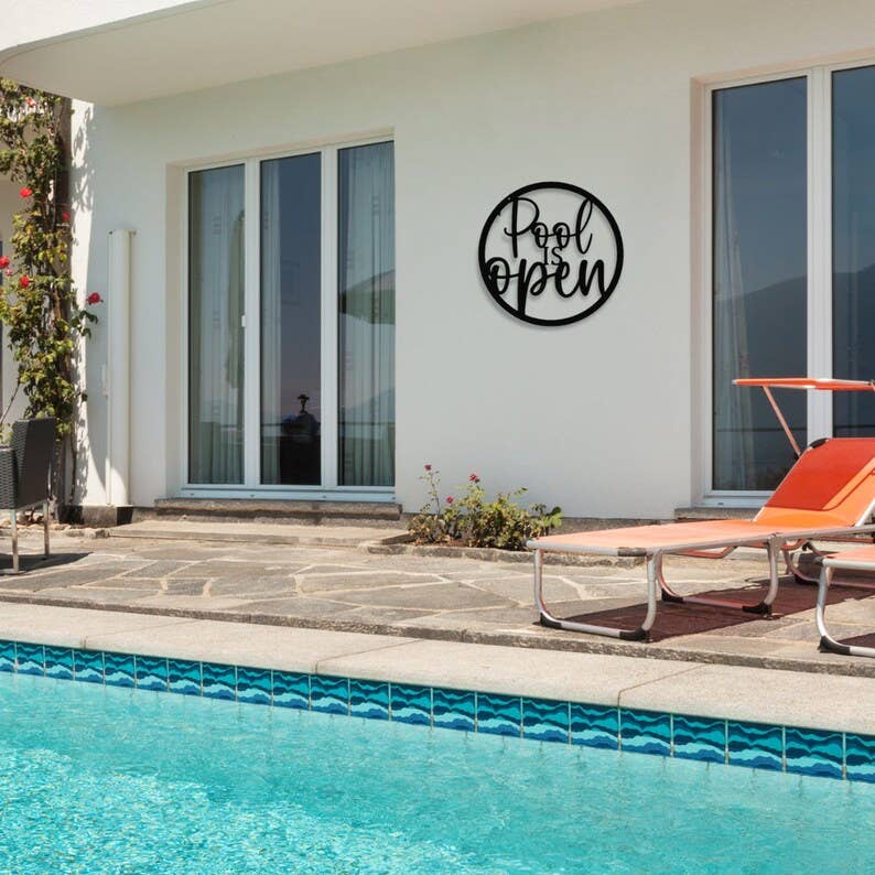 Pool Metal Sign, Poolside Sign, Backyard Metal Sign, Metal Sign for Outdoors, Porch Metal Sign, Pool Sign for Yards, Metal Pool Decor