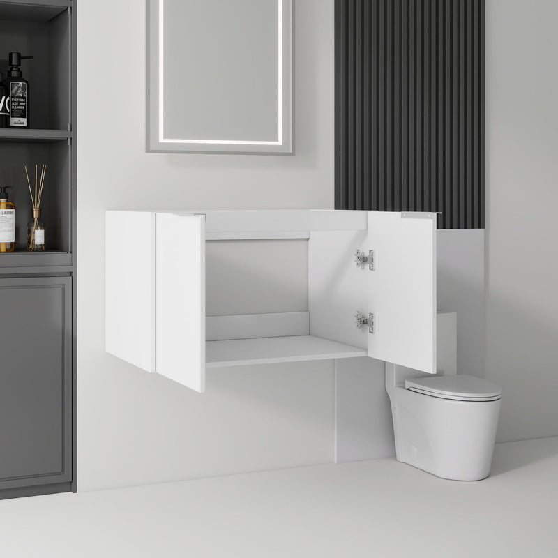 Floating Bathroom Vanity Cabinet With Soft Close Double Doors, Spacious Interior Storage, Wall Mounted, Cabinet Only