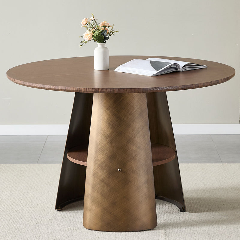 Round Dining Table - Reddish Brown / Walnut