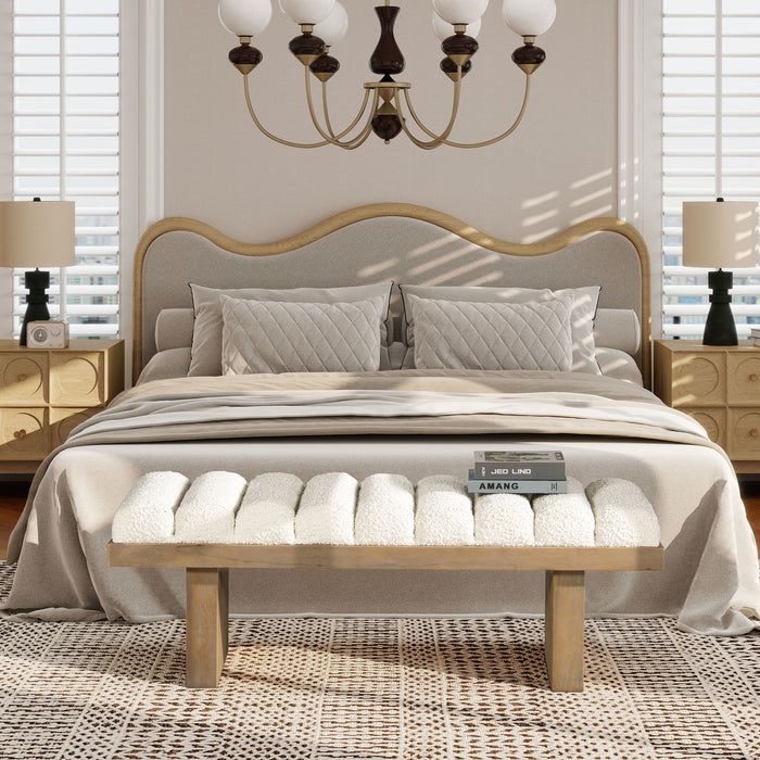 Bella - Upholstered Modern Accent Bench - Ivory White