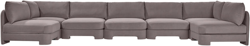 Hammond - Velvet Performance Fabric Upholstered 7 Piece U-Shaped Armless Sectional