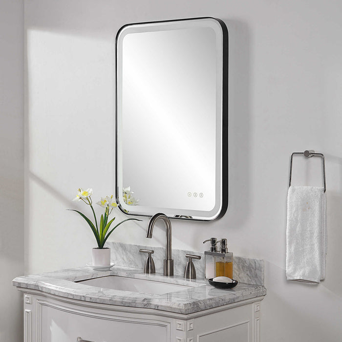 Crofton - Vanity Mirror - Black & Pearl Silver
