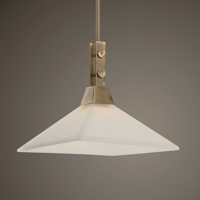 Brookdale - Industrial 1 Light Pendant - Light Brown & White