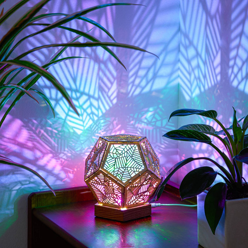 Wooden Bohemian LED Projection Table Lamp Night Light