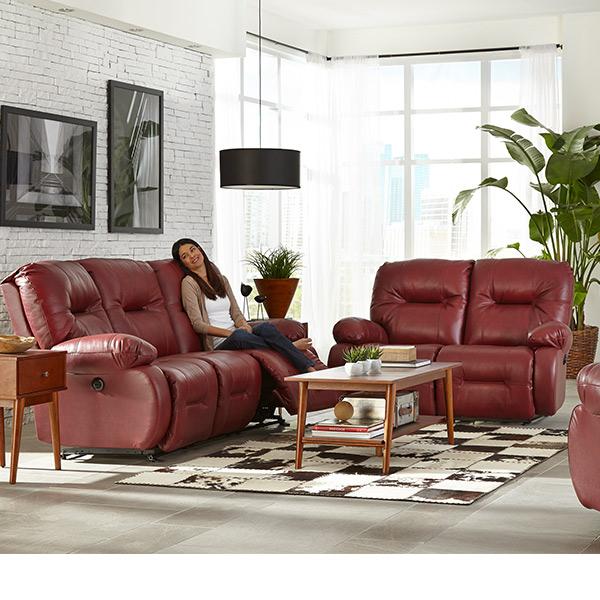 BRINLEY COLLECTION LEATHER POWER HEAD TILT RECLINING CONVERSATION SOFA- U700CZ4