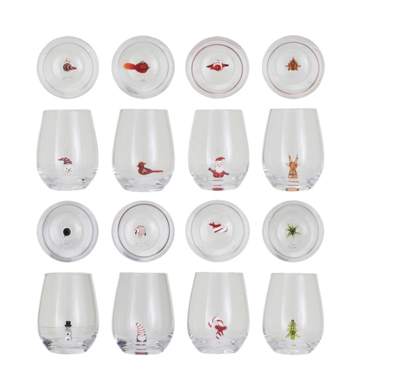 Holiday Stemless Wine Glass
