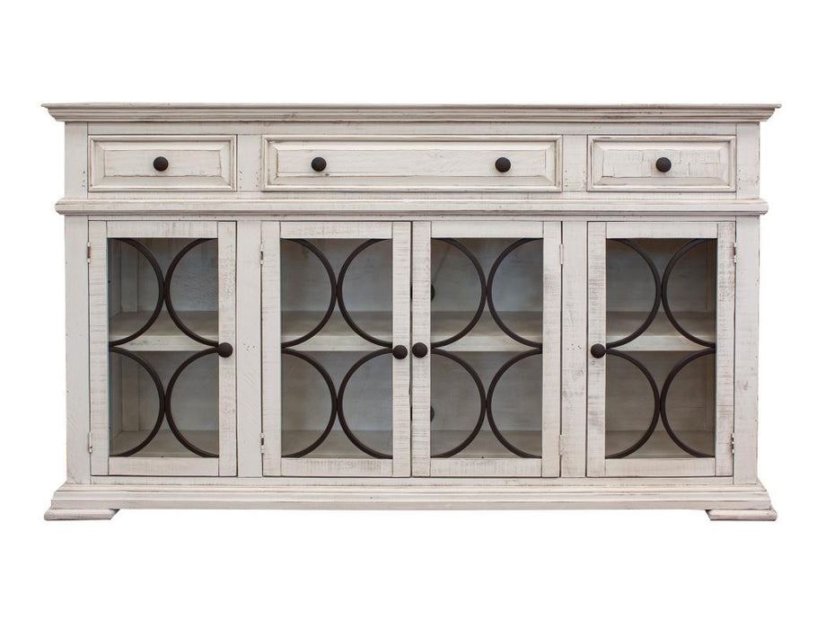 Bonanza Ivory Console w/4 Glass Doors and 3 Drawers image