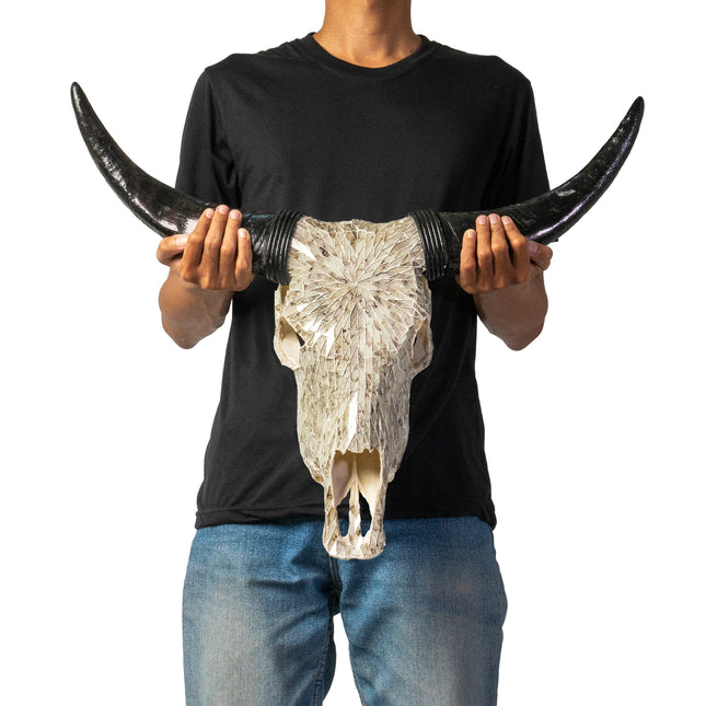 Skull Bliss | Cow Skull - Beige Mirror | Mosaic Finish