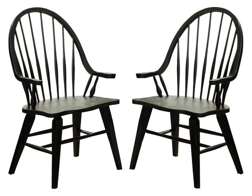 Liberty Furniture Hearthstone Windsor Back Arm Chair in Black (Set of 2) image