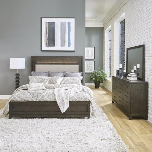 Modern Mix Queen Uph Bed, Dresser & Mirror image