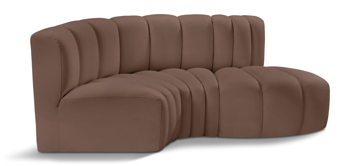 Arc - Faux Leather 3 Piece Modular L-Shaped Sofa
