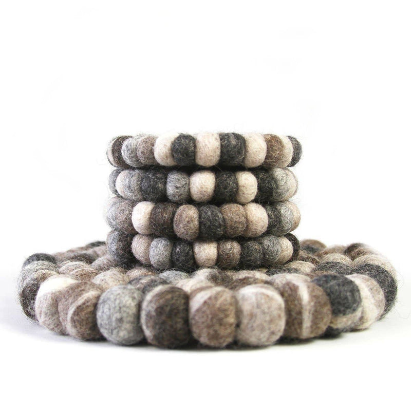 Tie Dye Grey Felt Ball Trivet