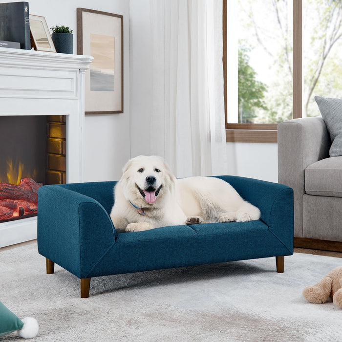 Modern Rectangular Pet Sofa With Backrest And Armrests For Small And Medium Dogs, Soft Cushion