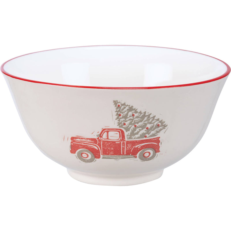 Red Truck Stoneware Bowl