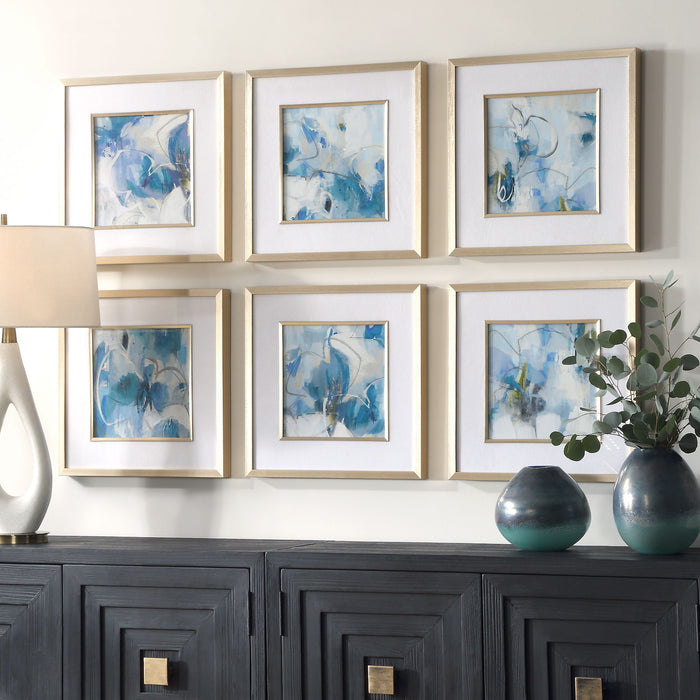 Fresh Start - Blue Abstract Prints (Set of 6)