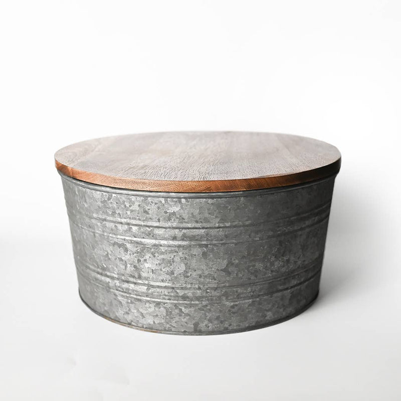 Metal Bucket & Wooden Lid- Candle Bar Wax Bead Container