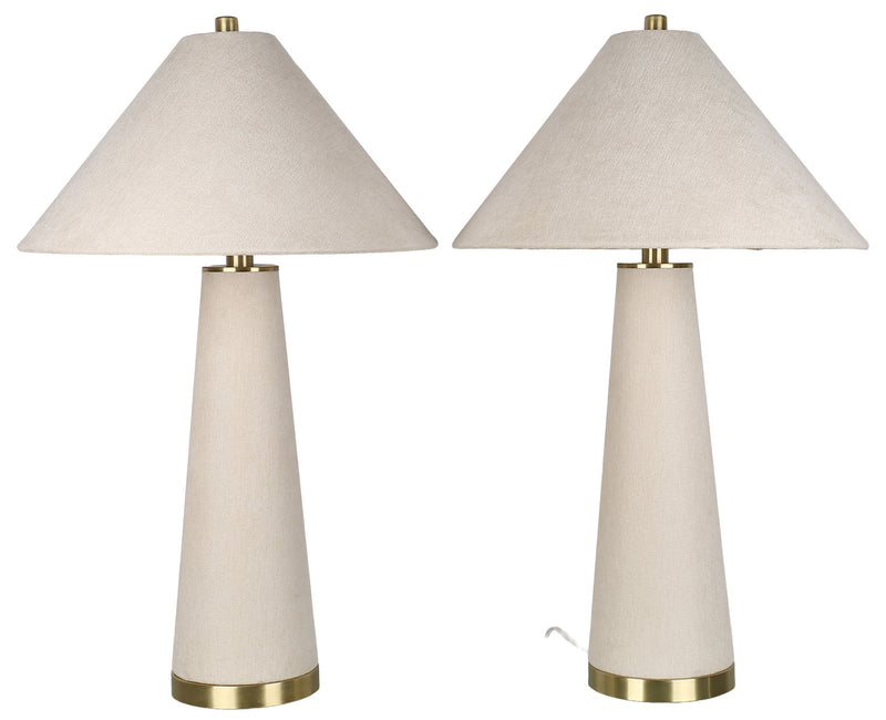 Ivory Reverie - 30 X 18 - Textured Linen Table Lamp (Set of 2) - Ivory Textured Linen