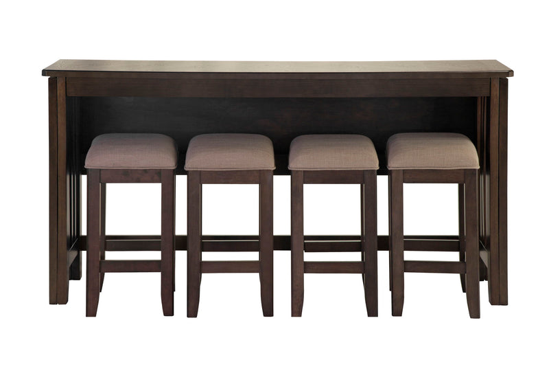 Lindsey - 5 Piece Drop Leaf Counter Set - Ebony / Beige