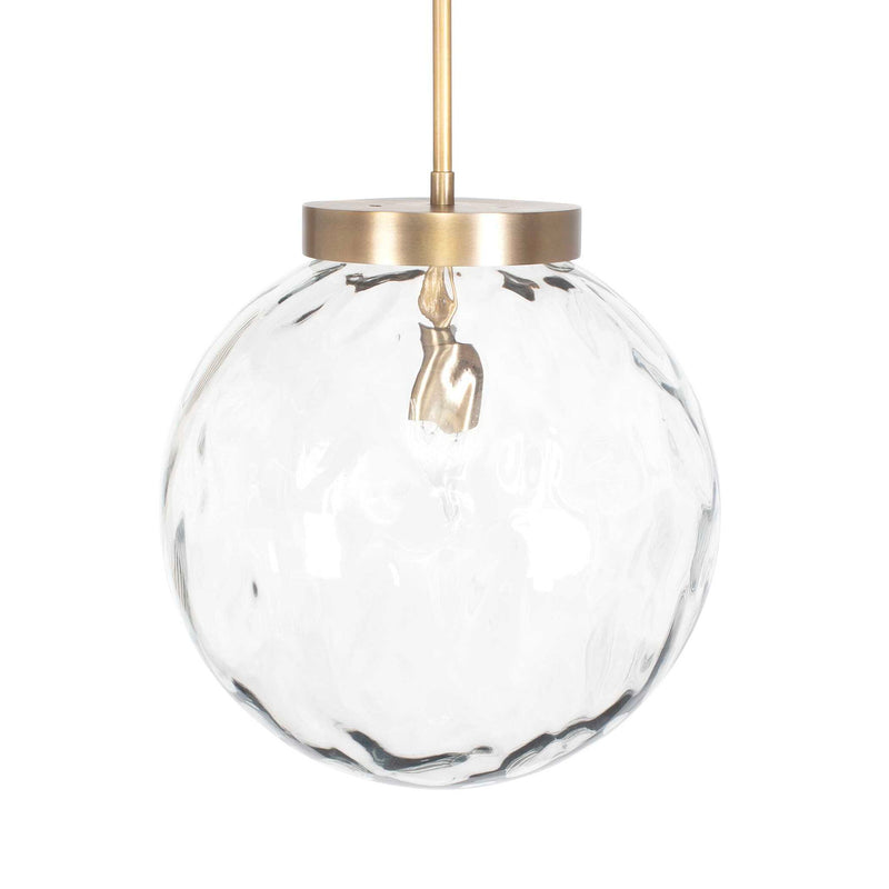 Gaia - 1 Light Watered Glass Pendant - Brass