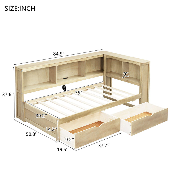 Daybed With 2 Storage Drawers, Storage Cabinets, USB Ports