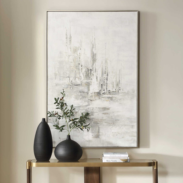 Hours In Silence - Abstract Art - Black / Brown / Gray / White / Woodtone