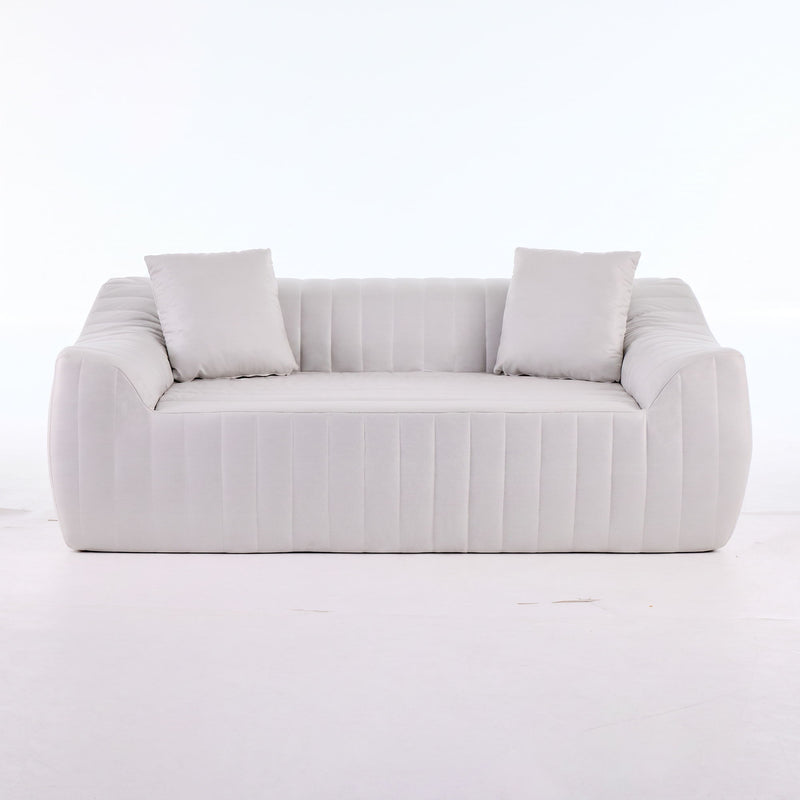 Oversized 2 Seater Loveseat With 2 Decor Throw Pillows, Deep Seat Sofa For Living Rooms