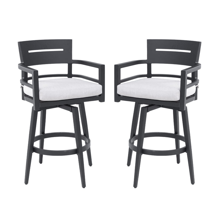 Outdoor Swivel Bar Chairs, 360 Degree Rotation, Ergonomic Backrest (Set of 2)
