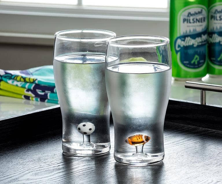 Football Icon Beer Glass-6"H(20oz)