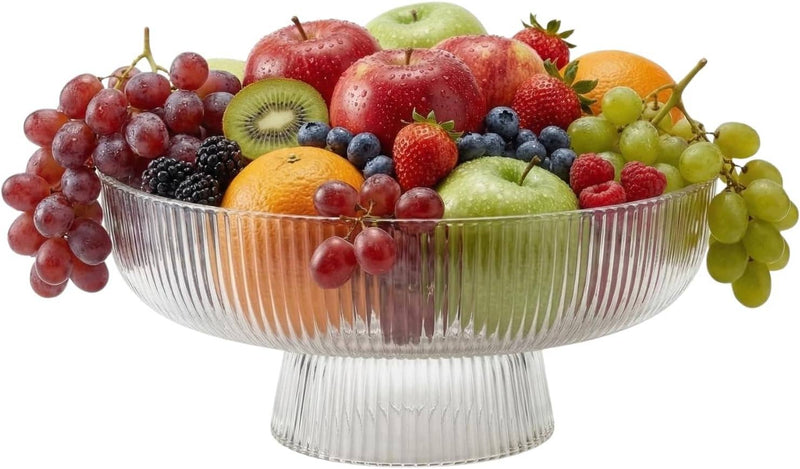 Decorative Fluted Transparent Glass Bowl, Fruit