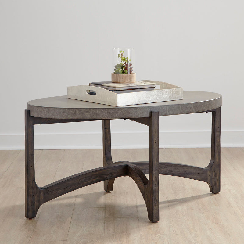 Cascade - Oval Cocktail Table - Wirebrush Rustic Brown