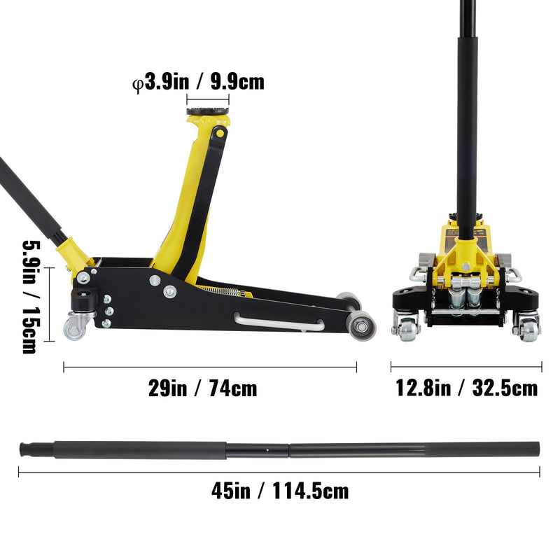 Vevor Racing Floor Jack 3 Ton Dual Pump Lift - Natural