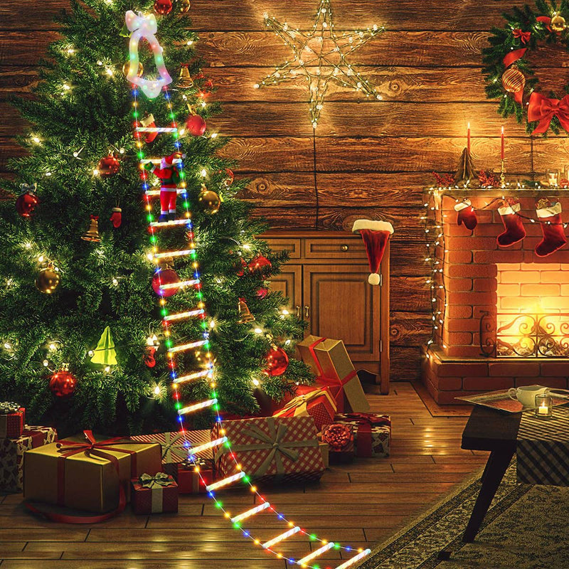Santa Claus Ladder Lights Christmas Lights